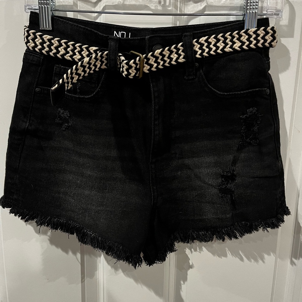 No Boundaries Black Jean Shorts with Belt